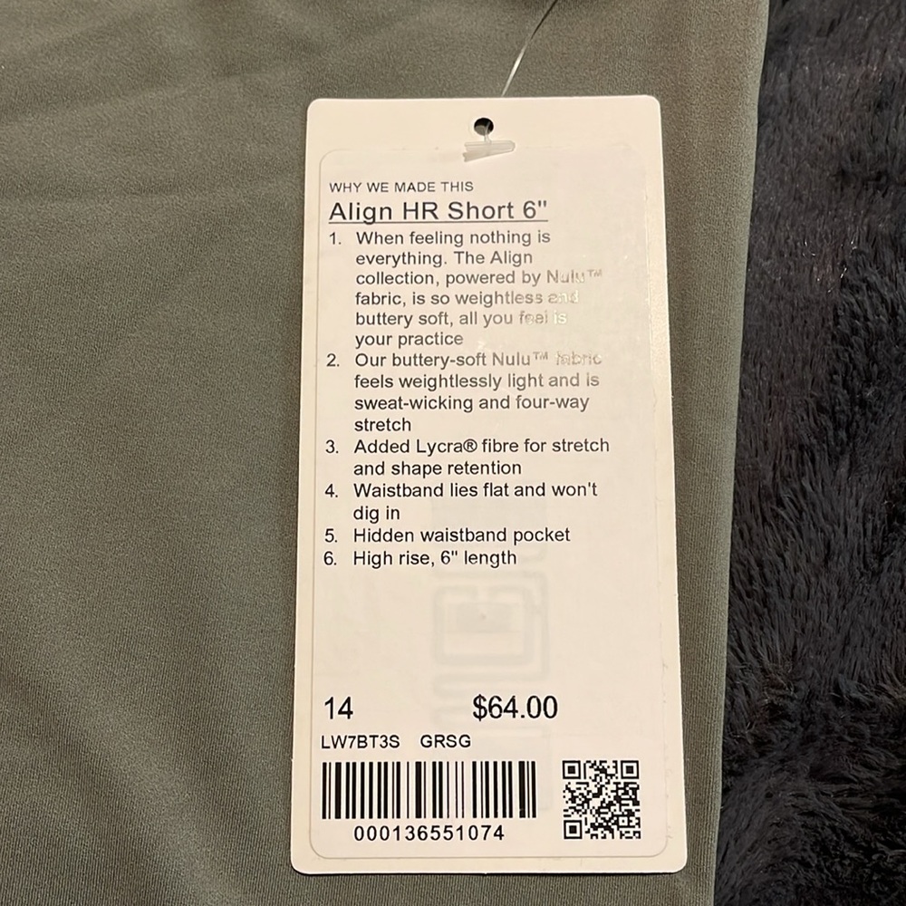 Lululemon, 6” Align Short, high rise, SZ 14, NWT - Picture 5 of 6